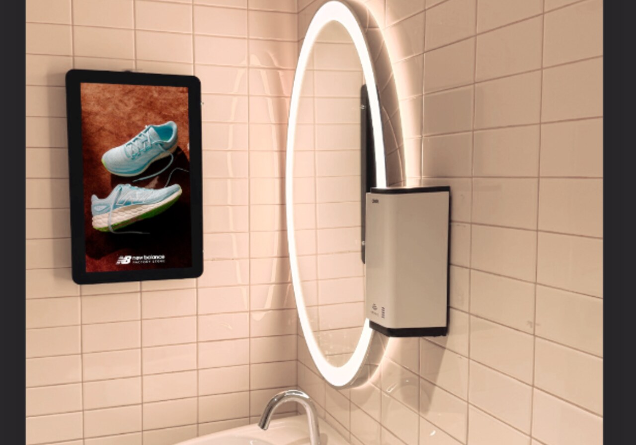 Digital screen in a gym locker room